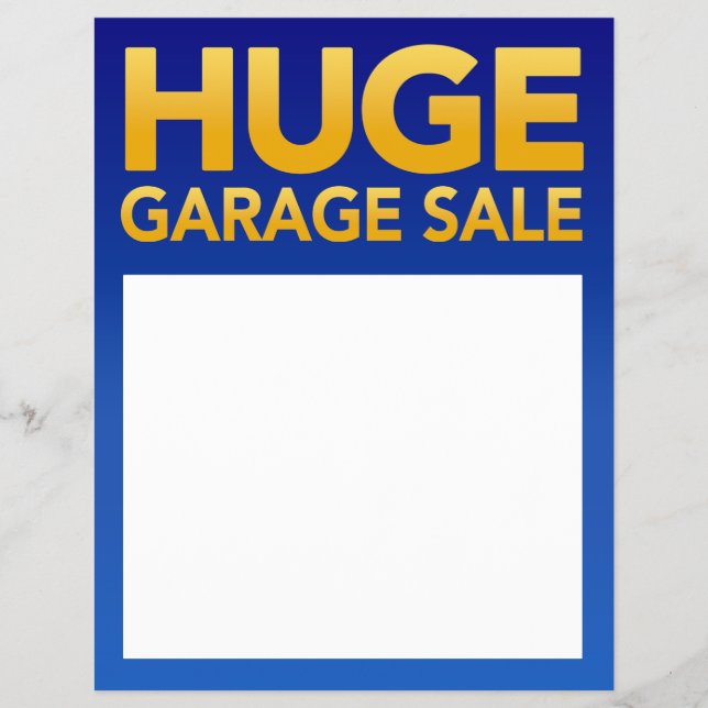 Vorlage für den Flyer "Grosser Garagenverkauf" (Vorne)