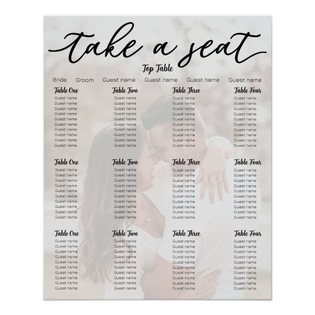 Vorlage für den Minimalistischen Hochzeitsplan Poster (Vorderseite)