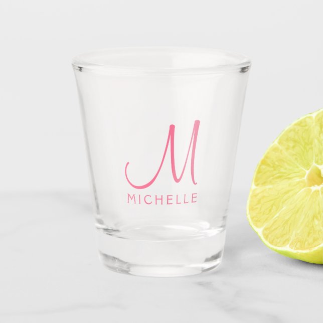 Vorlage für die Anfangsmonogramm-Bezeichnung Rosa Schnapsglas (Vorderseite)
