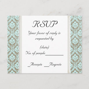 Vorlage für die Aqua Damask RSVP-Karte