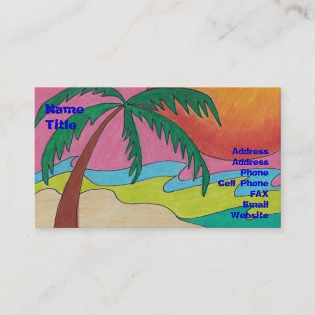 Vorlage für die Beach Business Card Visitenkarte (Vorderseite)