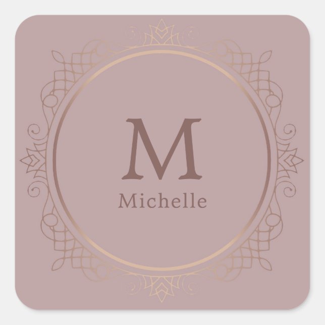Vorlage für die benutzerdefinierte Rose Gold Trend Quadratischer Aufkleber (Vorderseite)