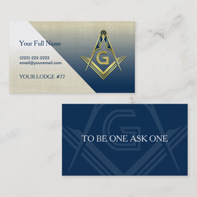 Vorlage für die blaue Gold-Masonic-Visitenkarte Visitenkarte (Vorne/Hinten)