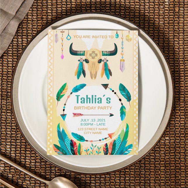 Vorlage für die Einladung von Indianern Boho zum G (Von Creator hochgeladen)