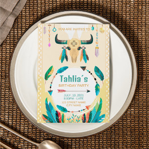 Vorlage für die Einladung von Indianern Boho zum G