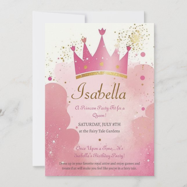 Vorlage für die Einladung von Princess Birthday Pa (Vorderseite)