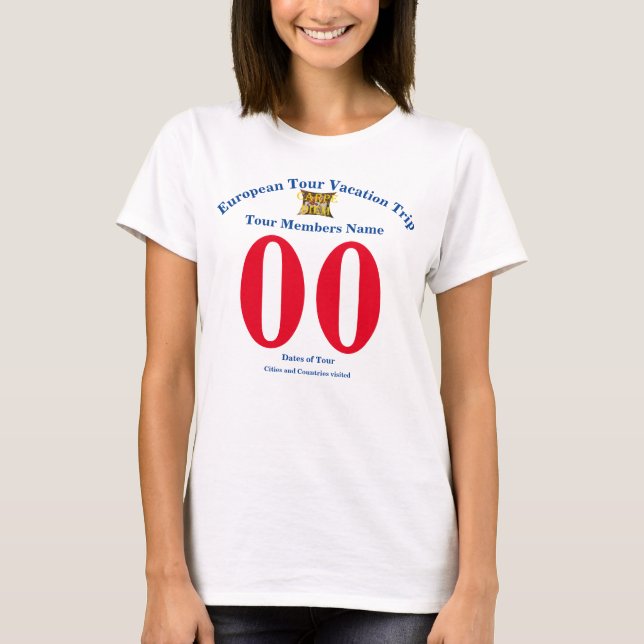 Vorlage für die Europäische Reise-Tour Jersey T-Shirt (Vorderseite)