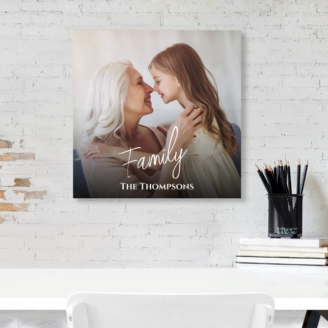 Vorlage für die Familienkalligraphie Fotodruck (Simple calligraphy script family photo poster template.)