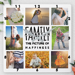 Vorlage für die Fotoauflistung in der Familie | 8  Quadratische Wanduhr