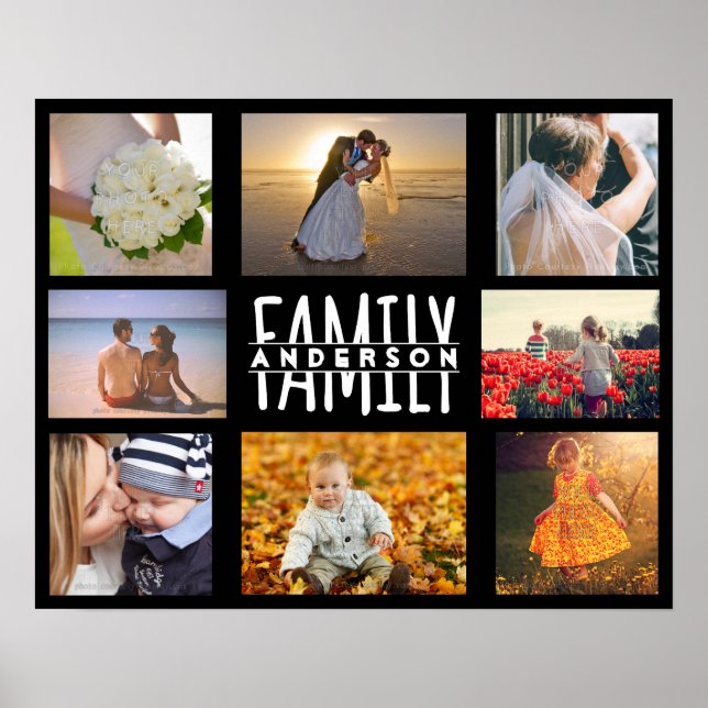 Vorlage für die Fotocollage-DIY-Familie | Name V2  Poster (Vorne)