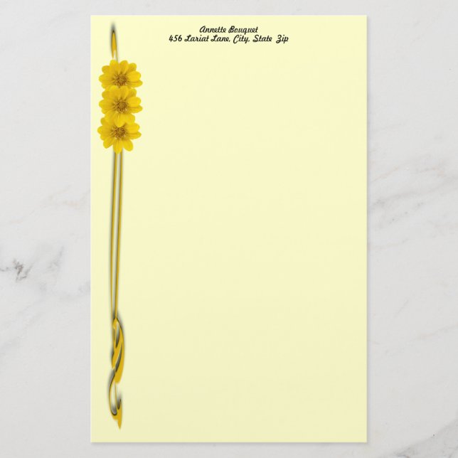 Vorlage für die gelbe Blume Foto Filigree-Grenze Briefpapier (Vorderseite)