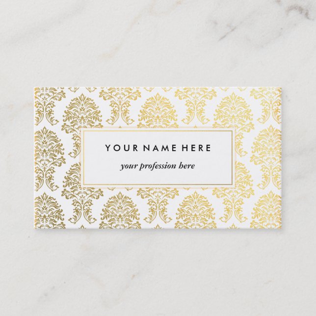 Vorlage für die Gold Damask Muster-Visitenkarte Visitenkarte (Vorderseite)