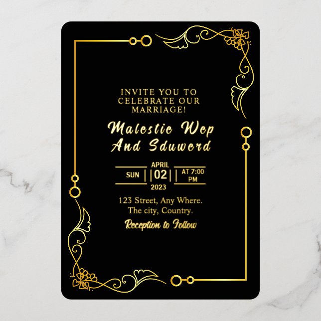 Vorlage für die Hochzeitskarte Gold Foil Design (Vorderseite)