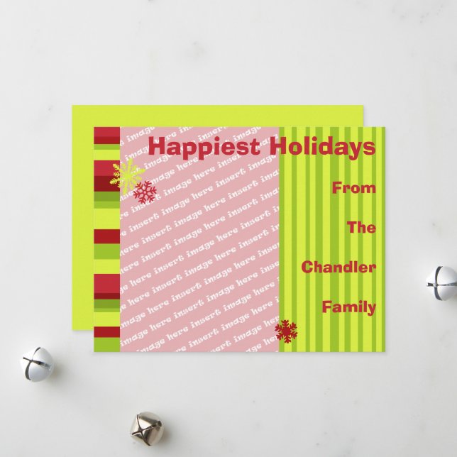 Vorlage für die Holiday-Fotokarte (Vorderseite/Rückseite Beispiel)