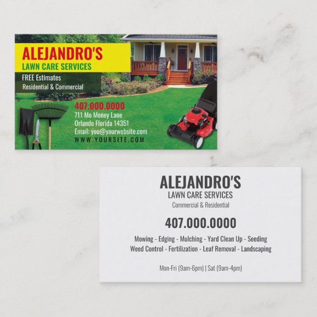 Vorlage für die Landschaftsschutzmäher für die Vis Visitenkarte (Vorne/Hinten)