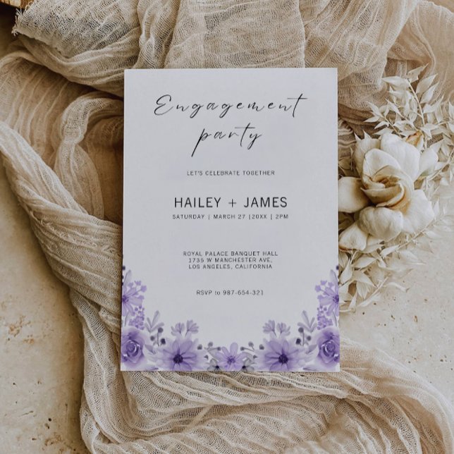 Vorlage für die lila Verlobung (Purple Engagement Invitation Template)