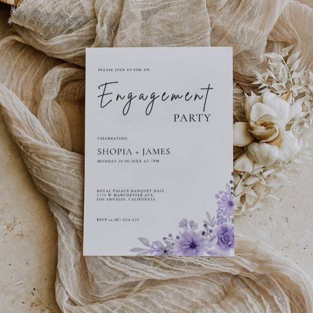 Vorlage für die lila Verlobung (Purple Engagement Invitation Template)