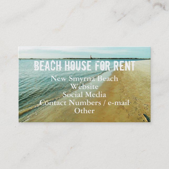 Vorlage für die Miete von Fotos für Beach House an Visitenkarte (Vorderseite)