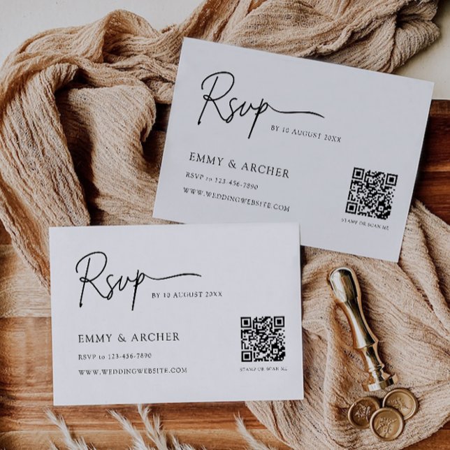 Vorlage für die Minimalistische Hochzeitskarte (Minimalist Wedding RSVP Card Template)