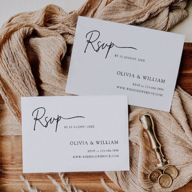 Vorlage für die Minimalistische Hochzeitskarte (Minimalist Wedding RSVP Card Template)