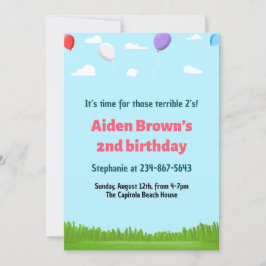 Vorlage für die niedliche 2. Geburtstagseinladung