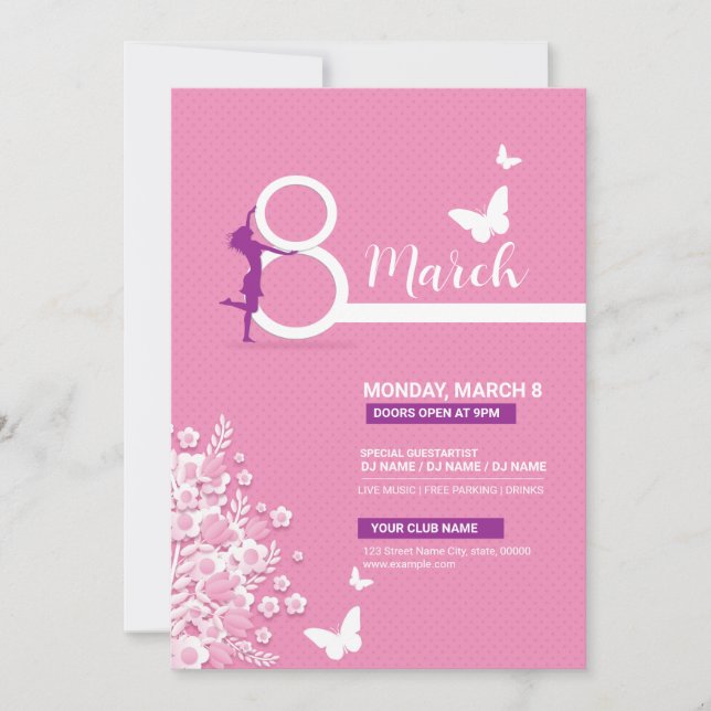 Vorlage für die Party Einladung am Frauentag (Vorderseite)