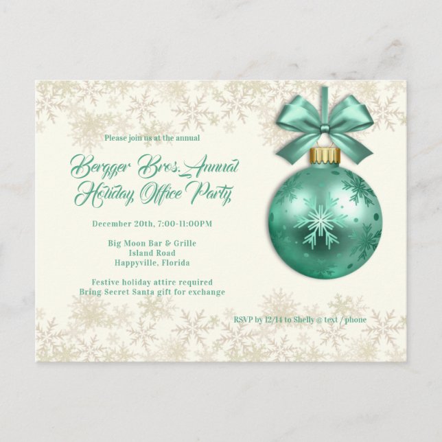 Vorlage für die Party Einladung von Holiday Office Postkarte (Vorderseite)