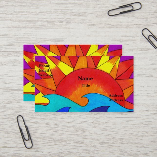 Vorlage für die Solar Summer Business Card Visitenkarte (Vorderseite/Rückseite Beispiel)