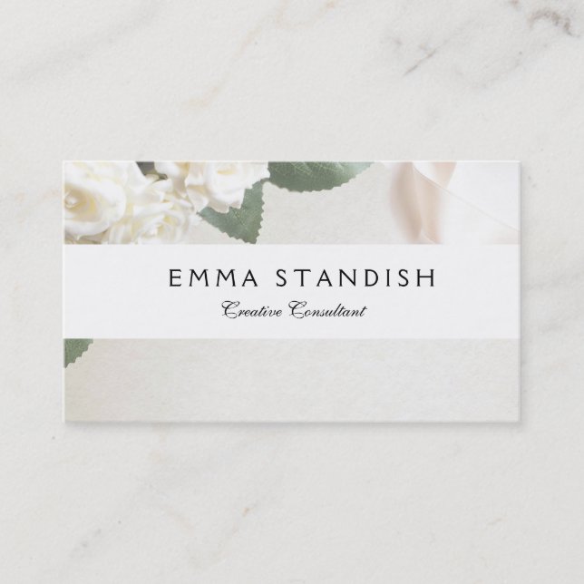Vorlage für die Visitenkarte als weiße Rose (Vorderseite)