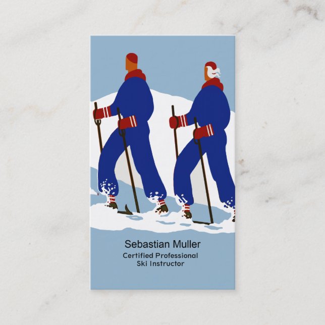 Vorlage für die Visitenkarte des Skilehrers (Vorderseite)