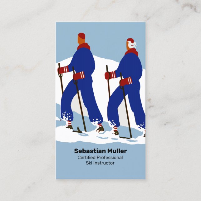 Vorlage für die Visitenkarte des Skilehrers (Vorderseite)