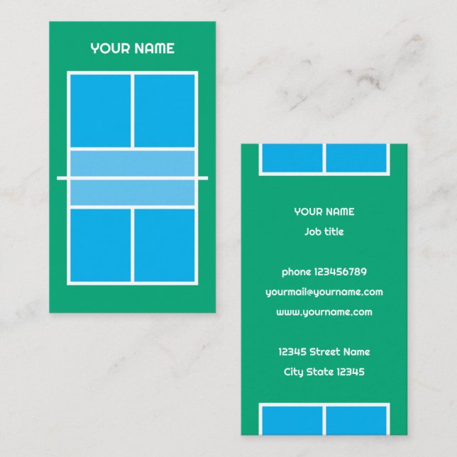 Vorlage für die Visitenkarte für den Pickleball (Vorne/Hinten)