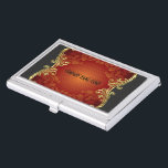 Vorlage für die Visitenkarte "Red Black and Gold"  Visitenkarten Etui<br><div class="desc">Zweite Version auf diesem eleganten Schwarz und Gold Vintage verzierte Blumen-Wirbel Design vollständig anpassbare Visitenkartenhalter-emplane.</div>