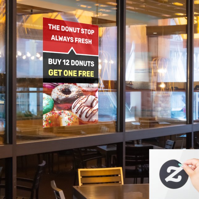 Vorlage für die Werbeaktion für Doughnut Shop Fensteraufkleber (Restaurantfenster)