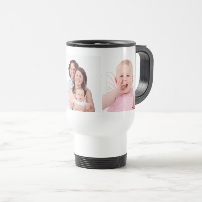 Vorlage für drei Fotos Personalisiert Reisebecher (VorderseiteRechts)