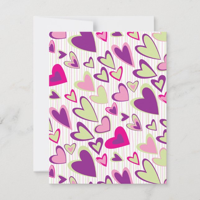 Vorlage für eine Flachkarte für Valentine Hearts (Vorderseite)