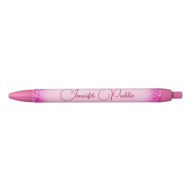 Vorlage für einen benutzerdefinierten rosa Glitzer Kugelschreiber (Vorderseite)