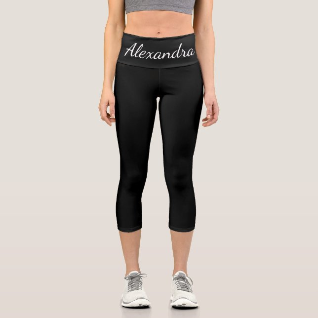 Vorlage für einfachen schwarzen Namen Capri Leggings (Vorderseite)