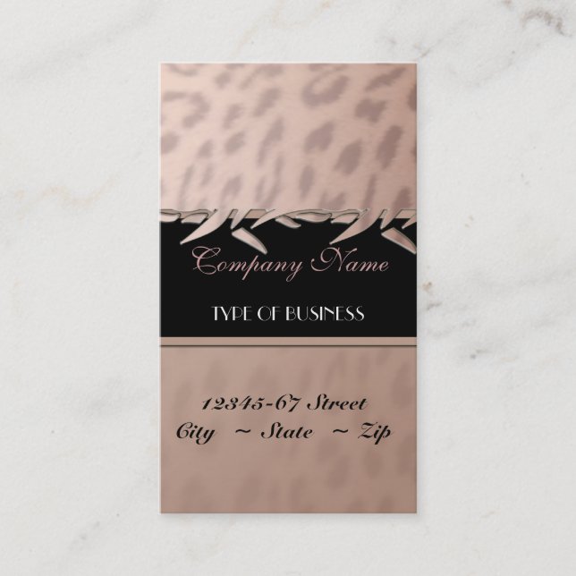 Vorlage für elegante Leopard Print Business Card Visitenkarte (Vorderseite)