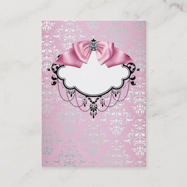 Vorlage für elegante rosa Damask-Visitenkarte Visitenkarte (Vorderseite)