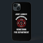 Vorlage für Firefighter-Namen Case-Mate iPhone Hülle<br><div class="desc">Red Fire Department Logo. Personalize with your name and department. Great for firemen and first respondents.</div>