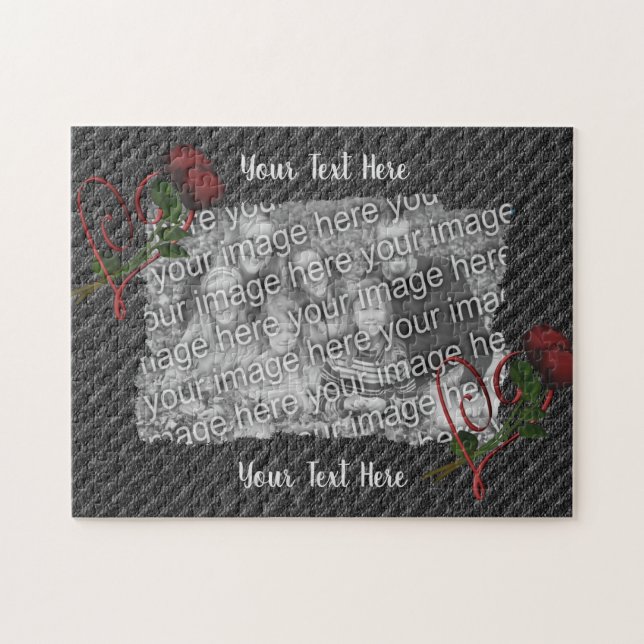 Vorlage für Foto-Rahmen für Herz und Rose (Horizontal)