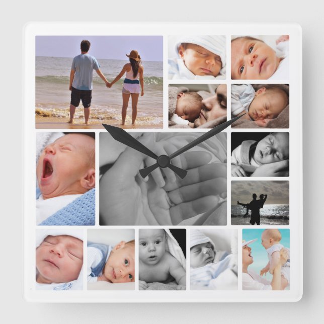 Vorlage für FotoCollage Quadratische Wanduhr (Vorderseite)