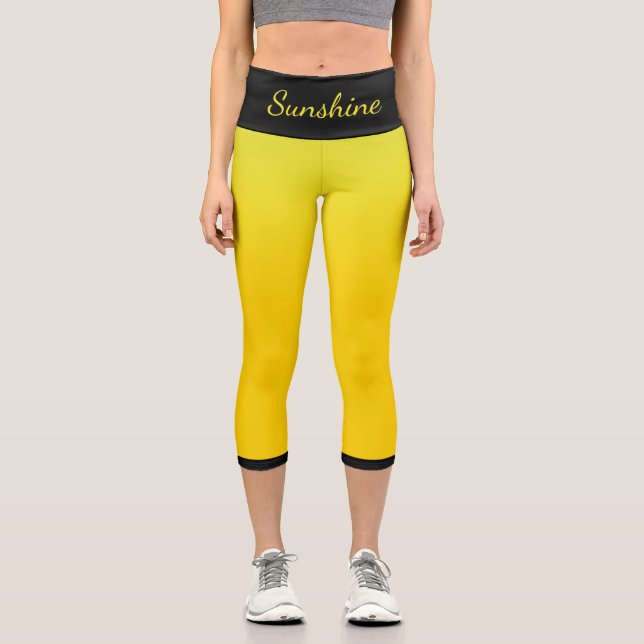 Vorlage für gelbe und schwarze Namen Capri Leggings (Vorderseite)