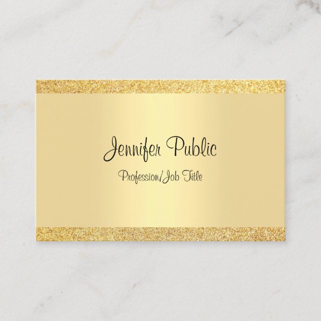 Vorlage für Gold-Glitzer Elegantes handgeschrieben Visitenkarte (Vorderseite)