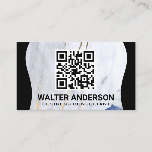Vorlage für großen QR-Code | Marble Gold Flakes Visitenkarte (Vorderseite)