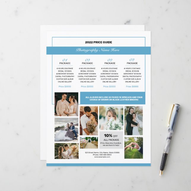 Vorlage für Hochzeitfotografie (Vorderseite/Rückseite Beispiel)