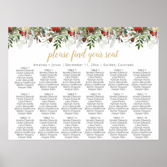Vorlage für HOLLY Winter Holiday Weddin Seekarten Poster (Vorne)