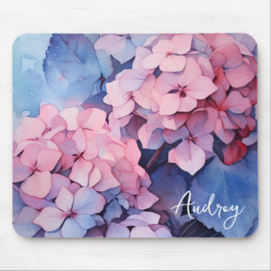 Vorlage für hübsche Lila Wasserfarben-Hydrangea Mousepad
