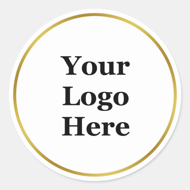 Vorlage für Ihr Business Gold und Weiß-Logo Runder Aufkleber (Vorderseite)